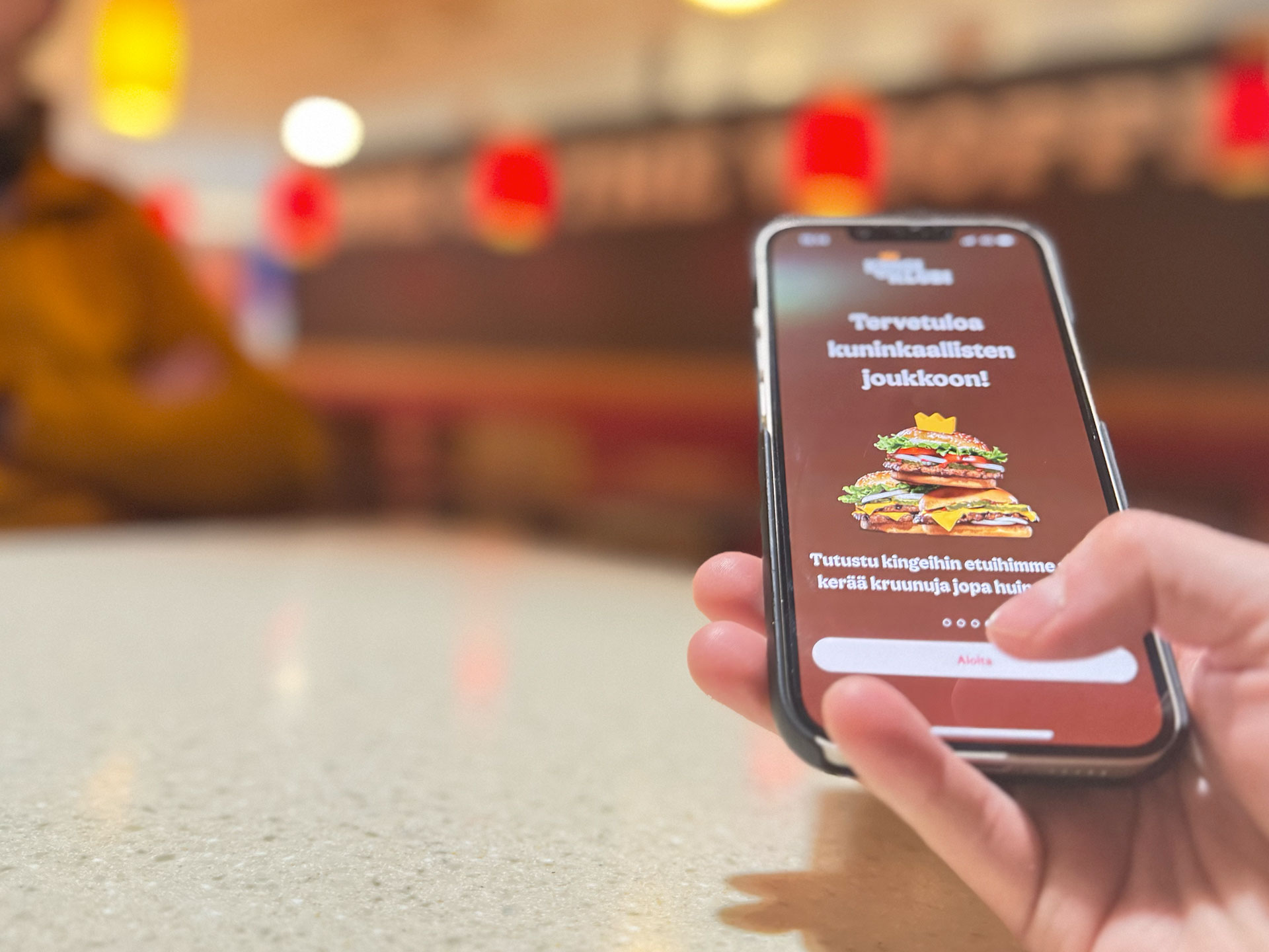 Kuva Burger Kinging Kingiklubin aloitusnäytöstä